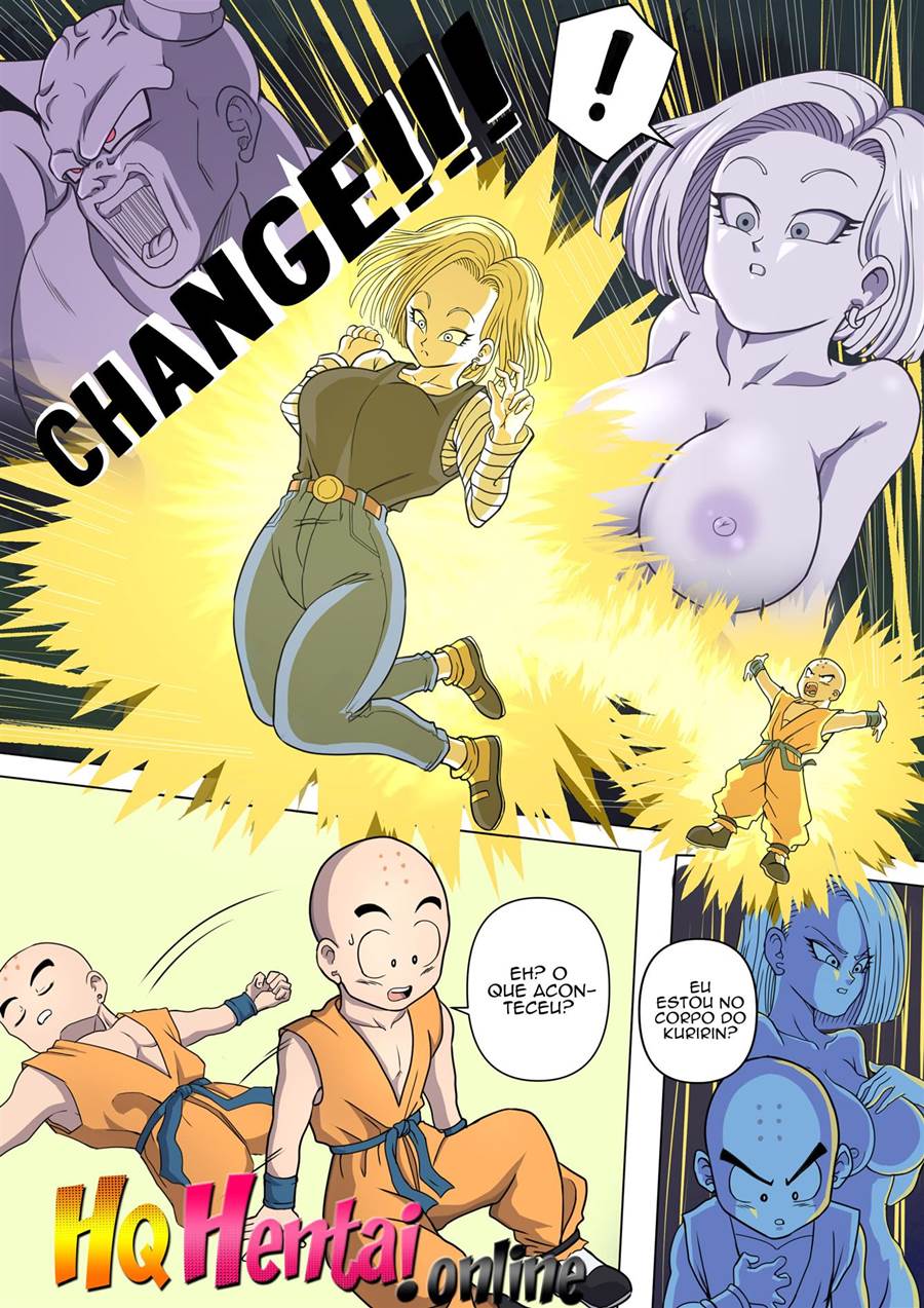 Dragon Ball: Bulma, Adroid 18 e Caulifla - Ginyu e as Trocas de Corpos Safadas em Hentai HQ