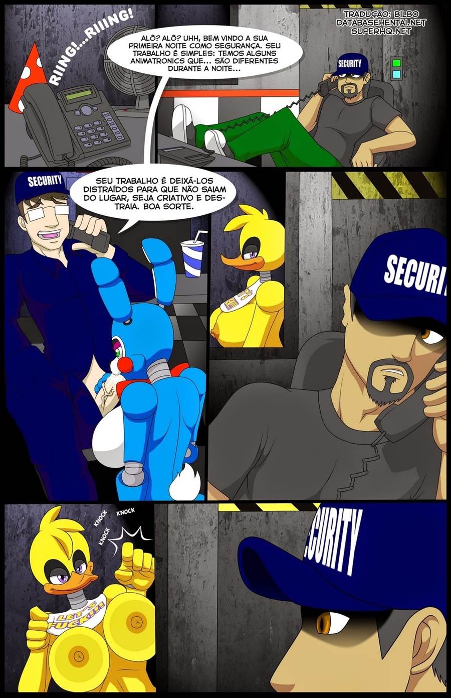 Segurança metendo em monstros peitudas sedentas por pica em hentai HQ