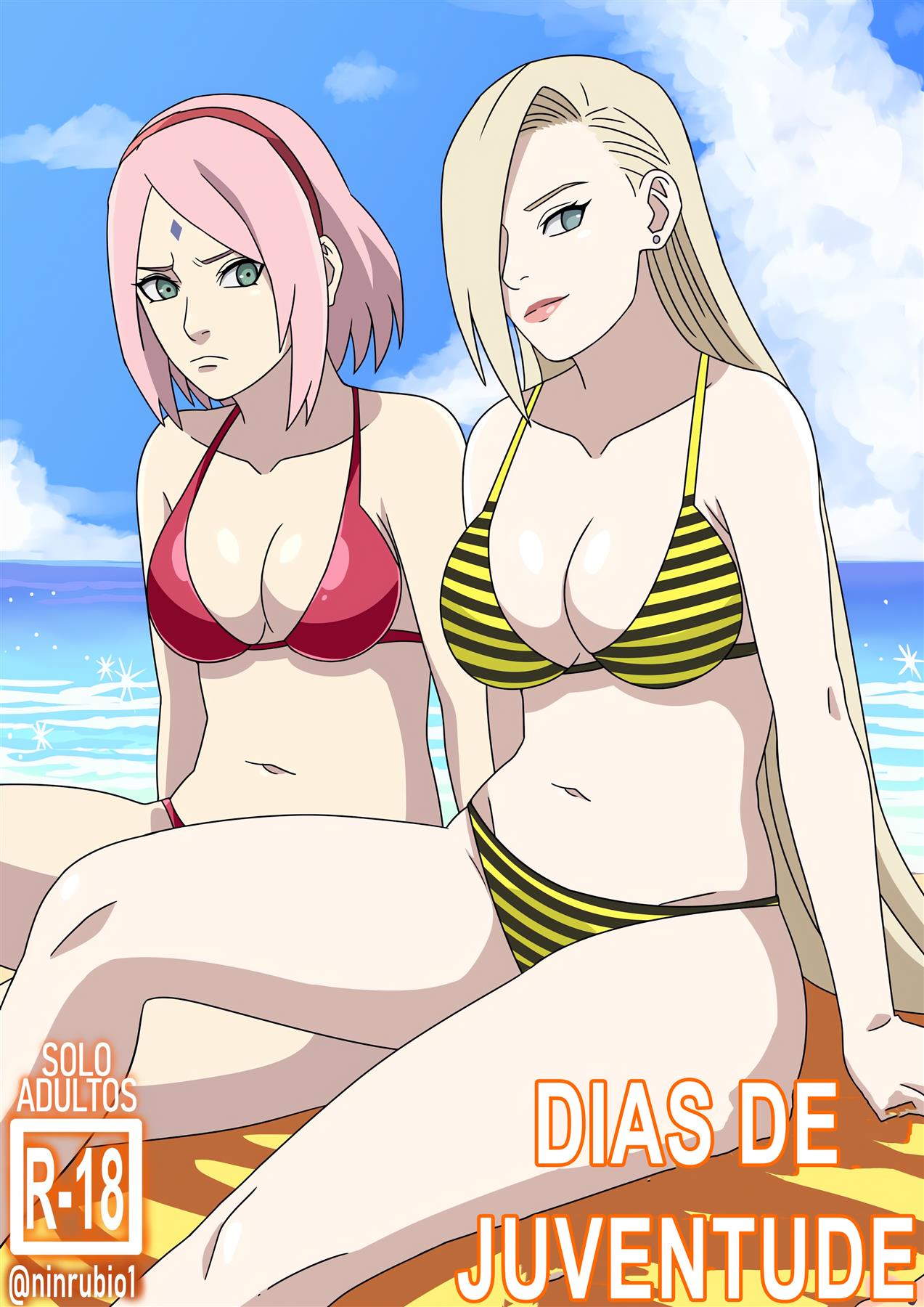 Naruto Hentai se dando bem com as piranhas da praia em HQ Brasileiro