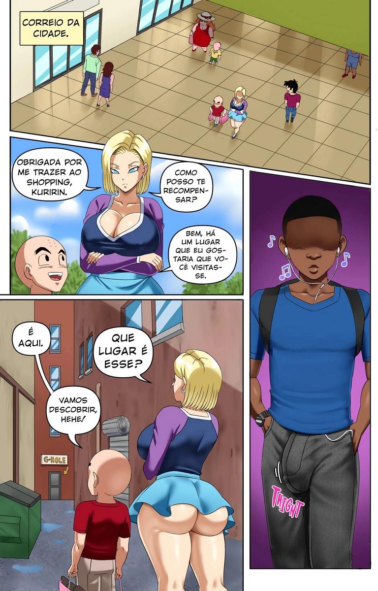 Android 18 no Gloryhole: Kuririn leva gostosa para chupar muita pica em Dragon Ball HQ Brasileiro