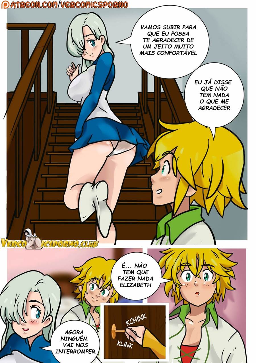 Elizabeth dando o cuzinho para Meliodas em Nanatsu no Taizai Hentai HQ Brasileiro