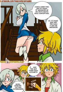 Elizabeth dando o cuzinho para Meliodas em Nanatsu no Taizai Hentai HQ Brasileiro