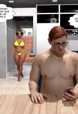 Filhinha tarada seduzindo o papai enquanto a mamãe trai com negão em Hentai 3D