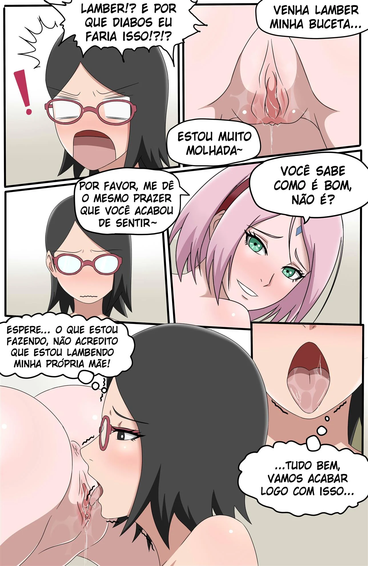 Aulas de sexo com a mamãe – Sarada Hentai – HQ em Português