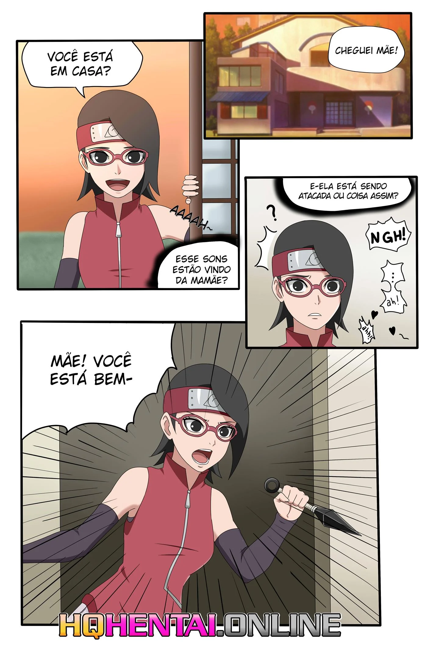 Aulas de sexo com a mamãe – Sarada Hentai – HQ em Português