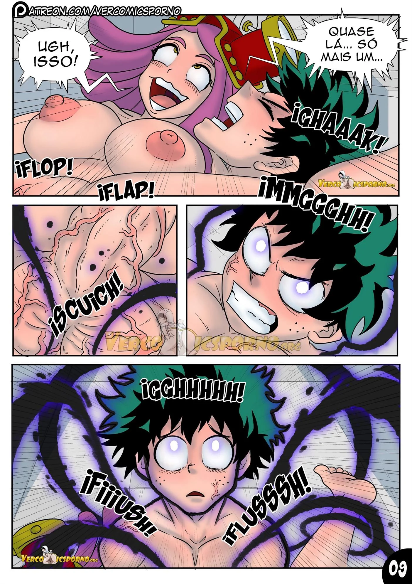 Deku e o vírus do tesão 3 – Tsuyu Asui Hentai – HQ em Português