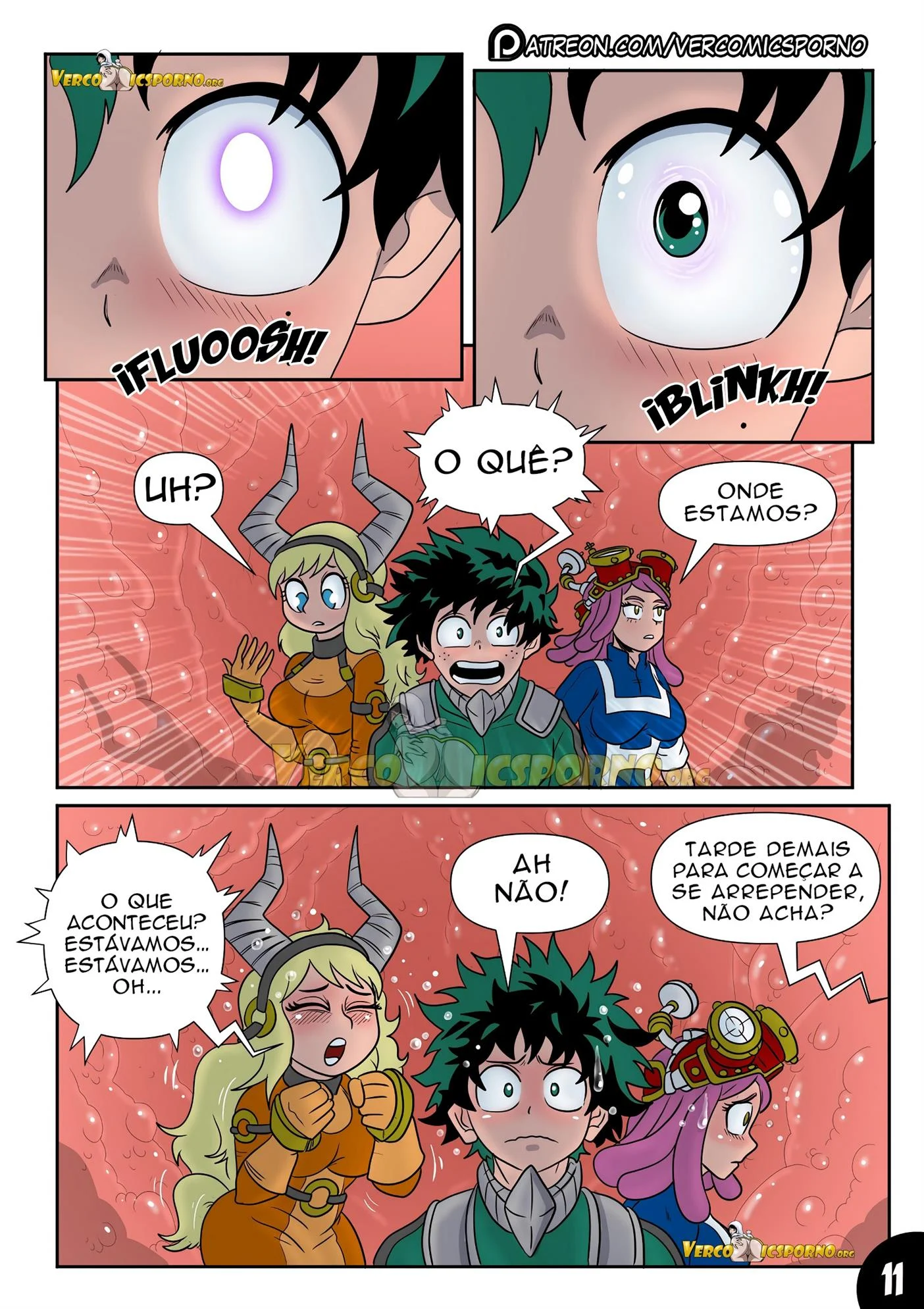 Deku e o vírus do tesão 3 – Tsuyu Asui Hentai – HQ em Português