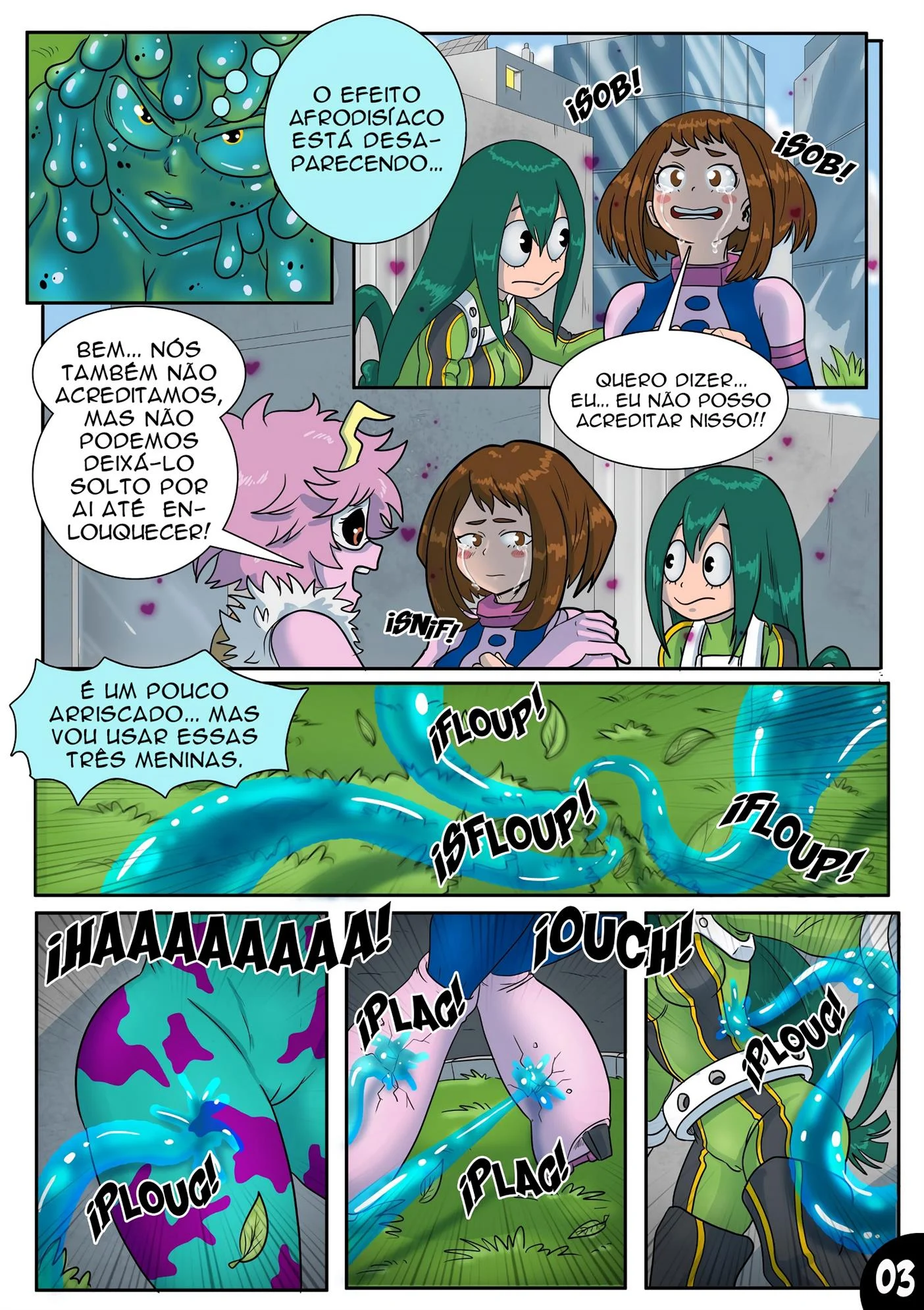 Deku e o vírus do tesão 3 – Tsuyu Asui Hentai – HQ em Português