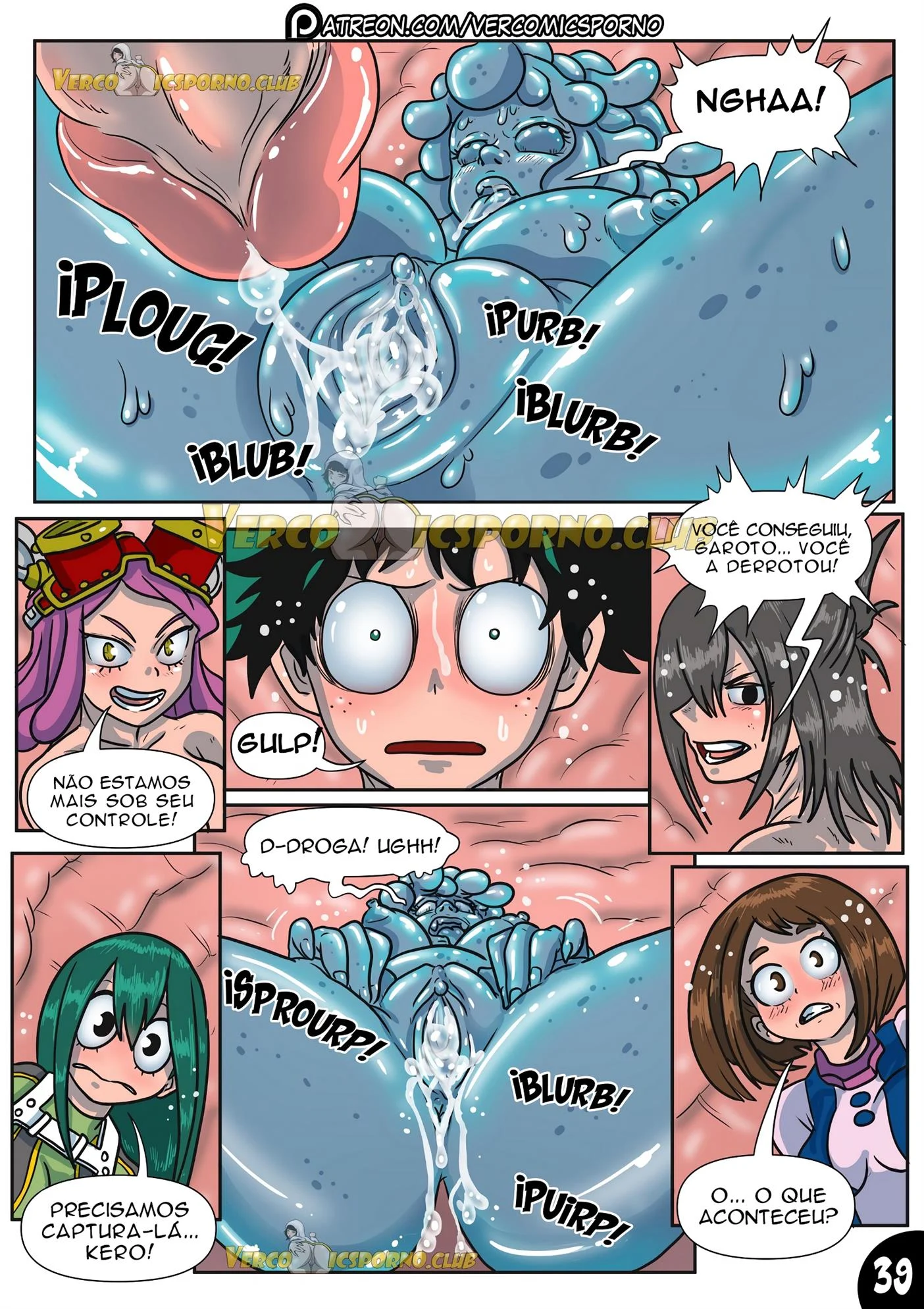 Deku e o vírus do tesão 3 – Tsuyu Asui Hentai – HQ em Português