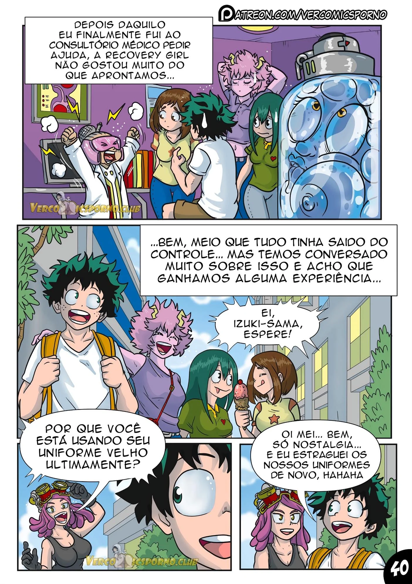 Deku e o vírus do tesão 3 – Tsuyu Asui Hentai – HQ em Português