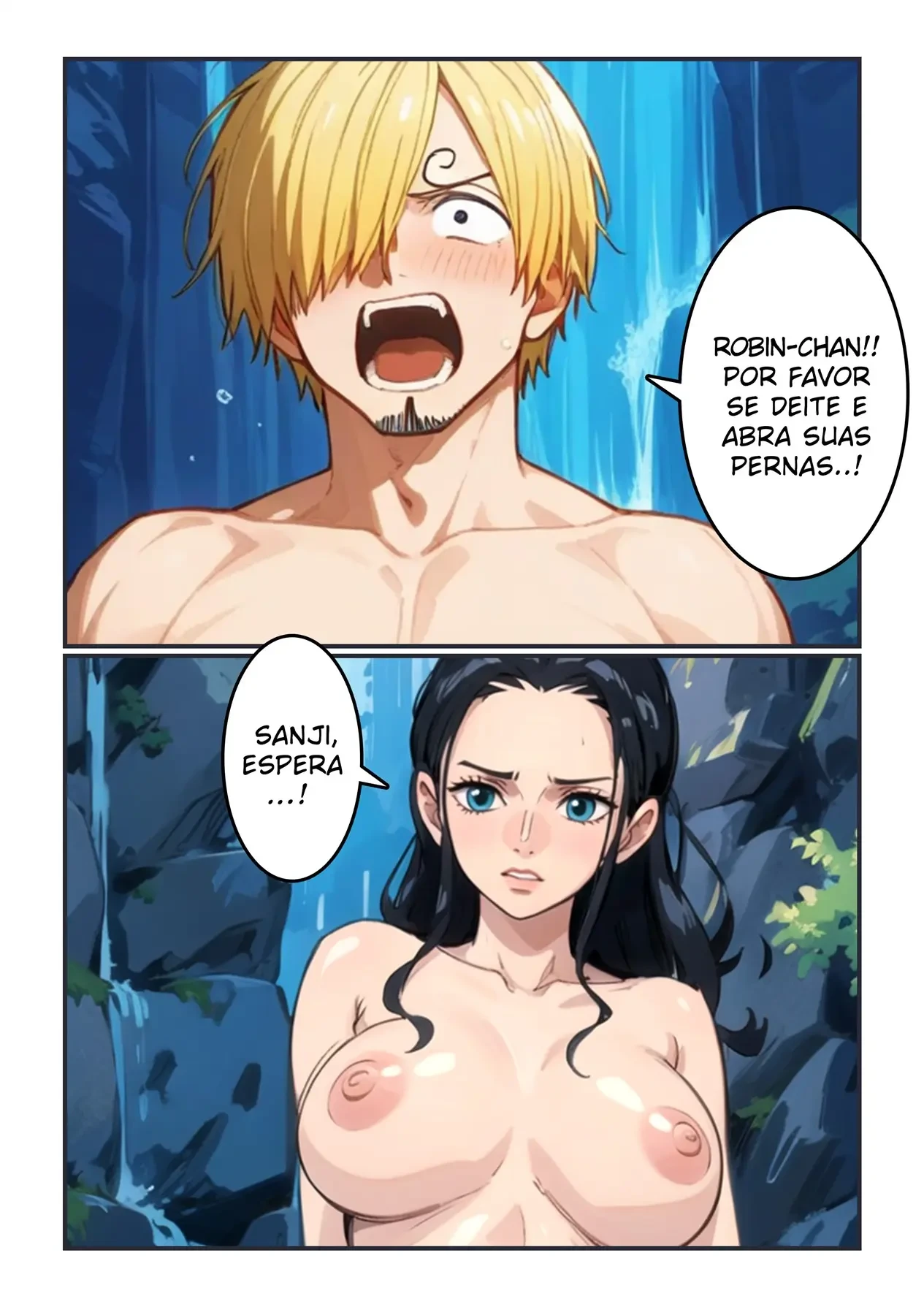 Sanji Fodendo Robin na Cachoeira – Hentai – Completo
