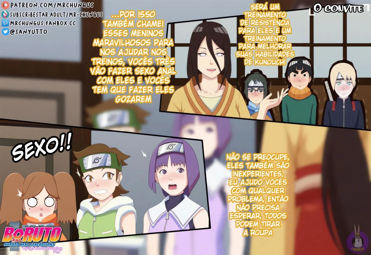 Treinamento especial na casa Hyuga – Sexo Grupal – Sexo em Desenho